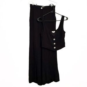 Jason Wu 2-Piece Set Wide Leg Trouser Pants and Sleeveless Top, Black size S